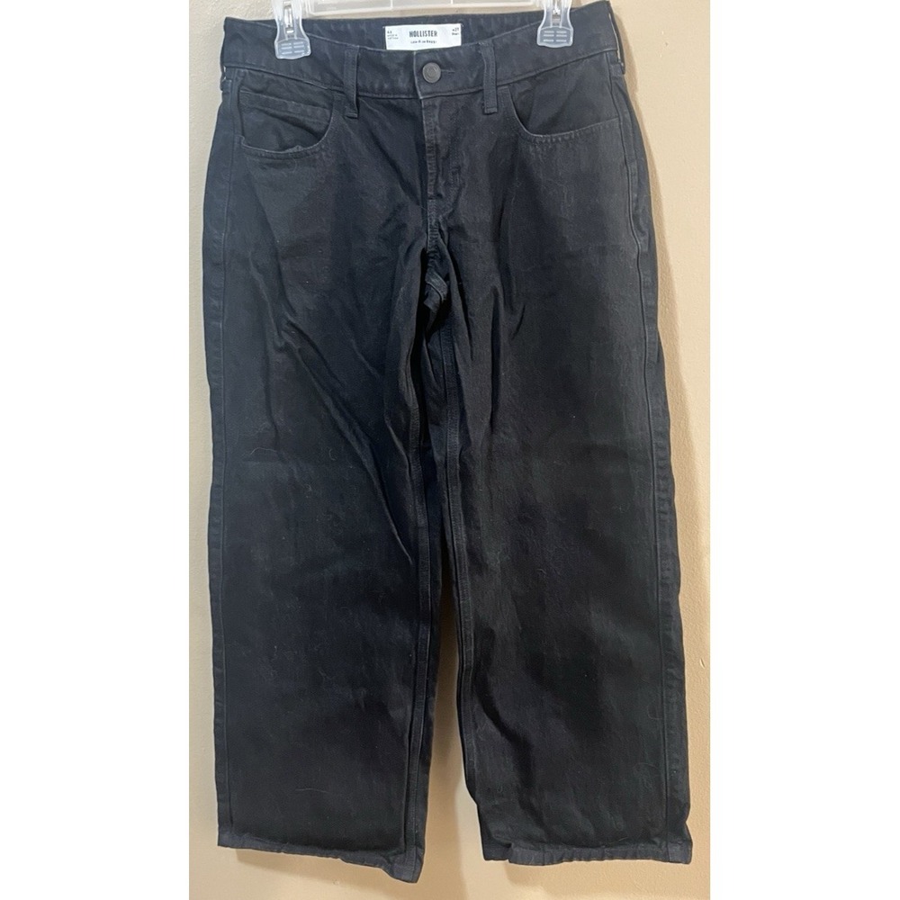 Hollister‎ Women's Jeans Low Rise Baggy Fit Size 4 Short W27 L28 Black Denim EUC